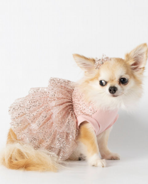 Glitter Dog Dress Rose Gold