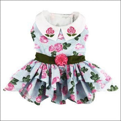 Pink Rose Harness  Dog Dress with Matching Leash